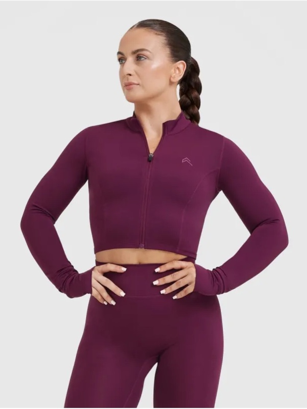 Oner Active Plum Cropped Zip-Up Performance Jacket